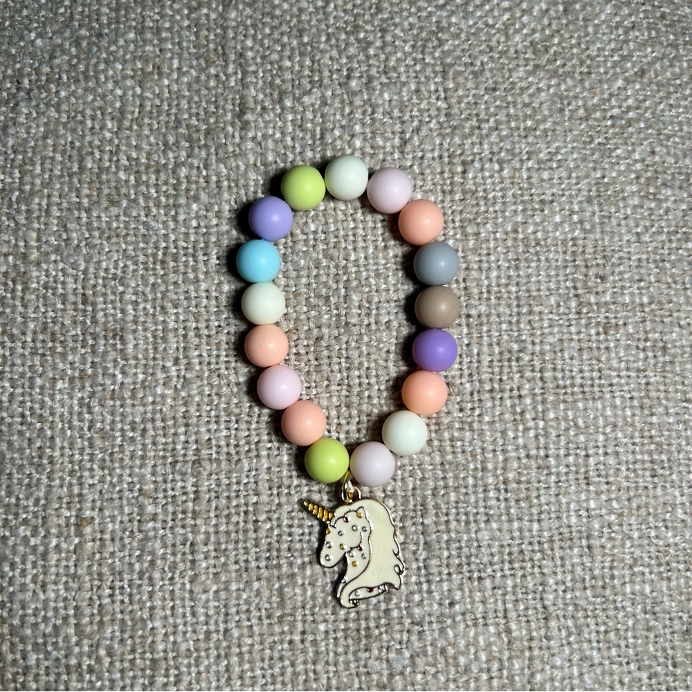 Unicorn Charm Pastel Bead Bracelet for Kids